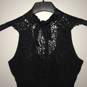 Short Black Dress - Lace upper